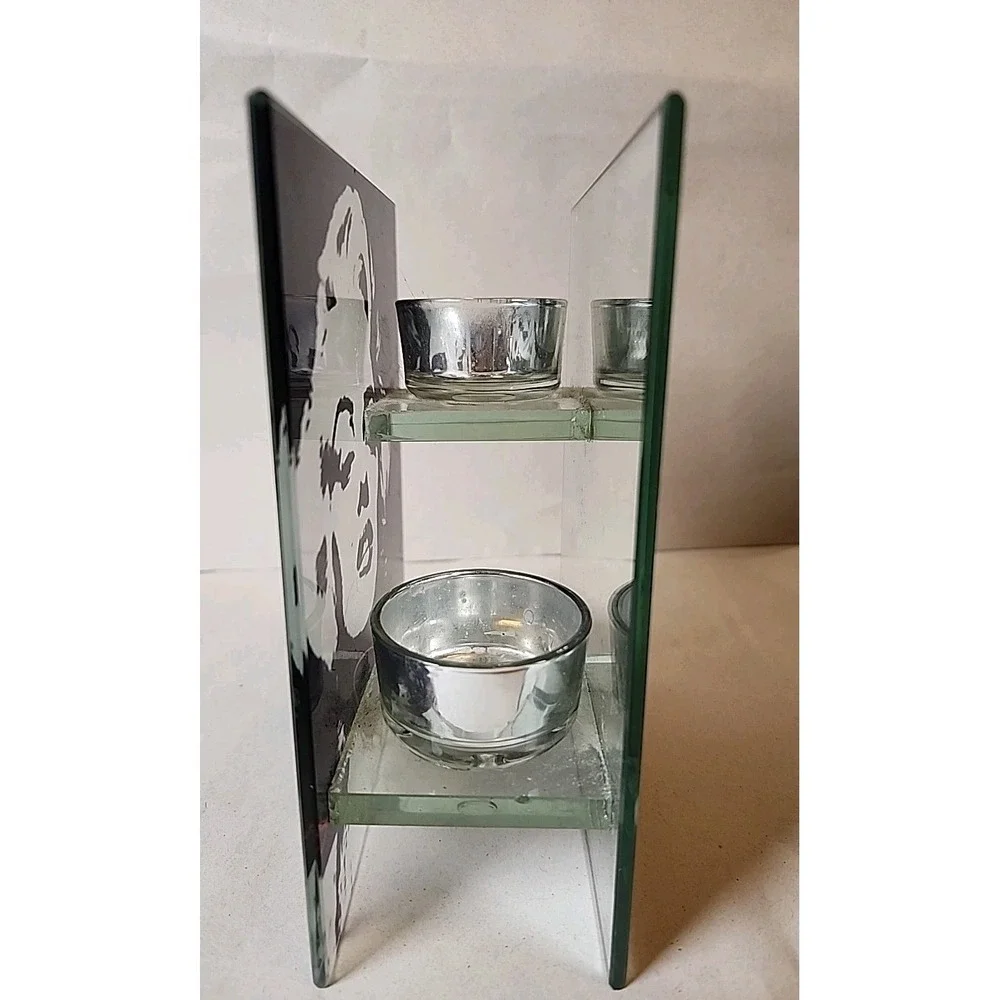 Vintage Marilyn Monroe Frosted Glass Square Candle Holder Black &‎ White Rare